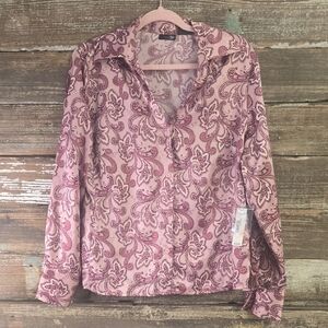 East 5th Paisley Pink Women's Button Down Top, Size 16, NWT